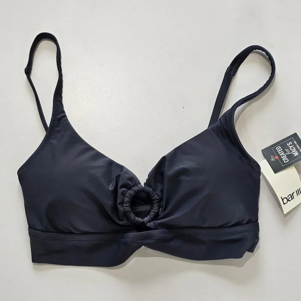 Bar III Resort Solids Ring-Detail Tie-Back Bikini Top - Picture 5 of 8